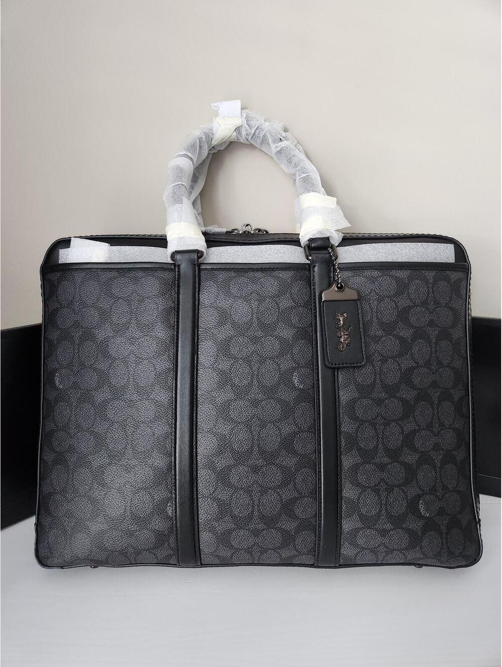 COACH Signature Metropolitan Slim Brief, Black/Charcoal, One Size